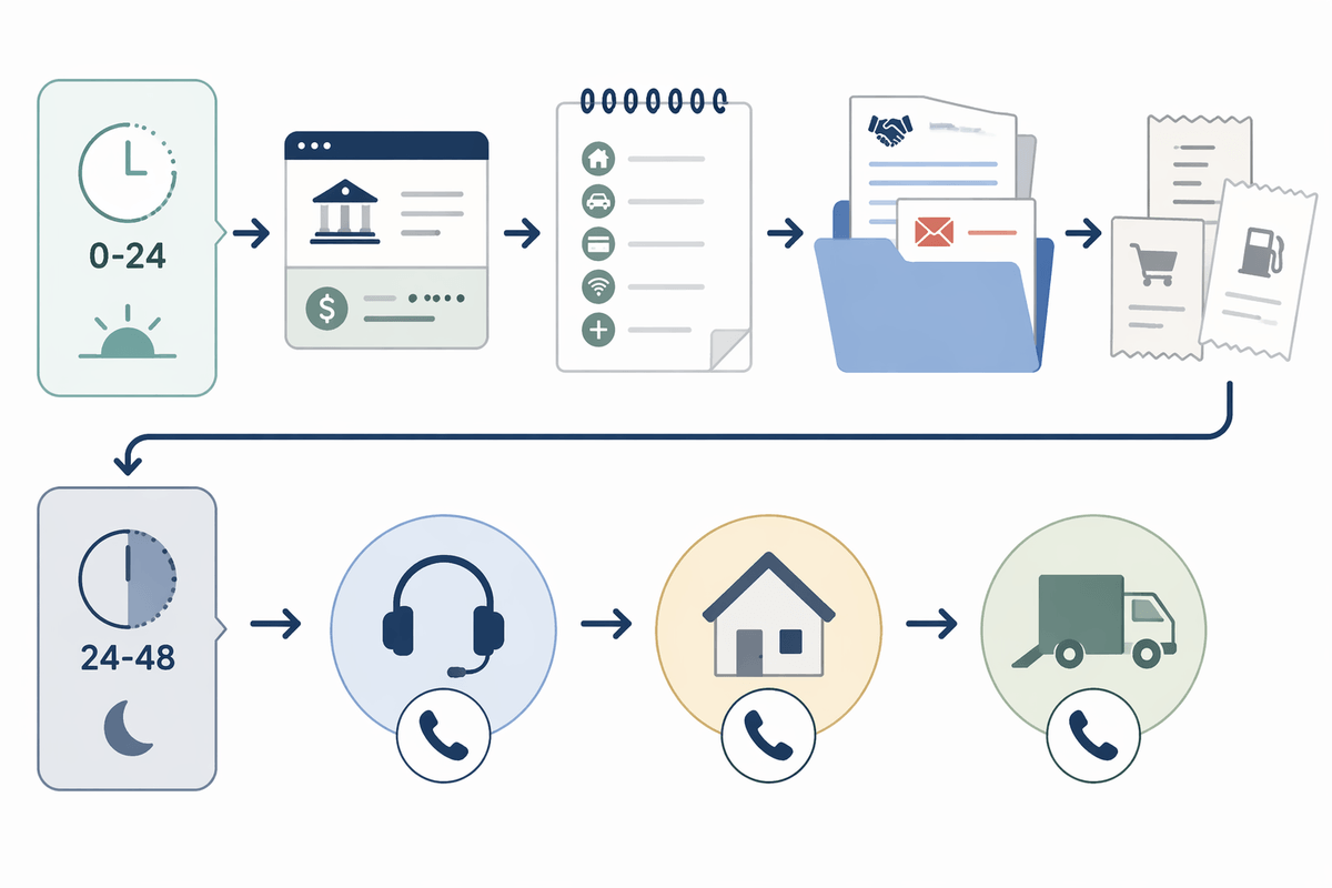 First 48 hours: stabilize cash and information